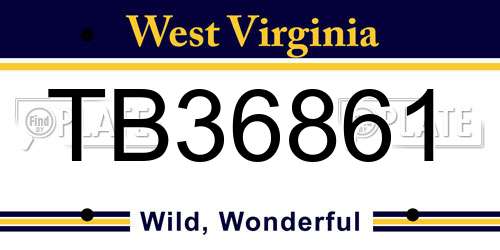 TB36861 West Virginia License Plate
