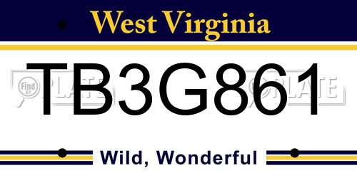 TB3G861 West Virginia License Plate