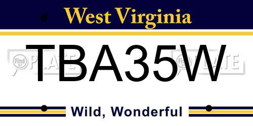 TBA35W West Virginia License Plate