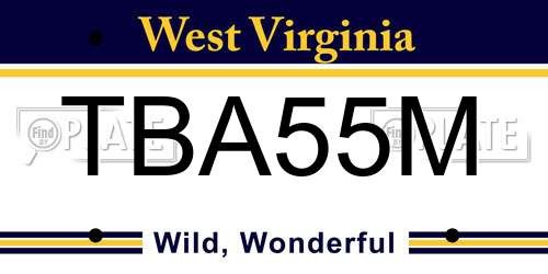TBA55M West Virginia License Plate