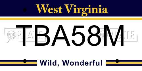 TBA58M West Virginia License Plate