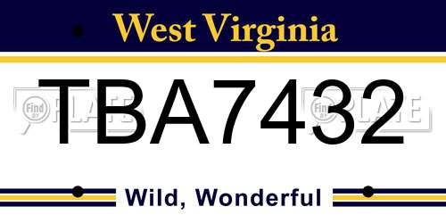 TBA7432 West Virginia License Plate