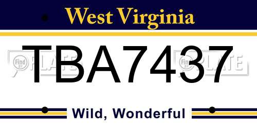 TBA7437 West Virginia License Plate