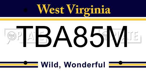TBA85M West Virginia License Plate
