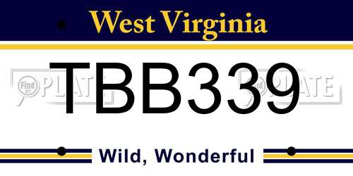TBB339 West Virginia License Plate