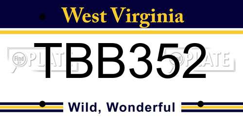 TBB352 West Virginia License Plate