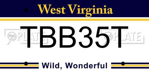 TBB35T West Virginia License Plate