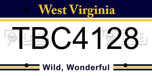 TBC4128 West Virginia License Plate