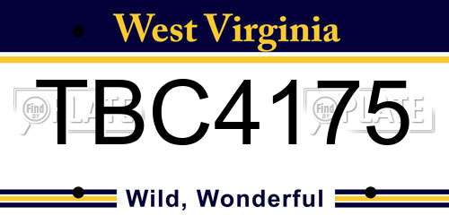 TBC4175 West Virginia License Plate