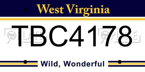 TBC4178 West Virginia License Plate