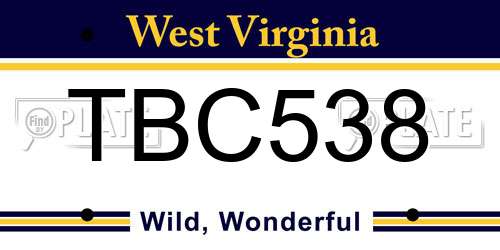 TBC538 West Virginia License Plate