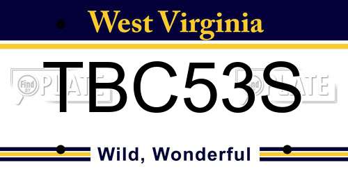 TBC53S West Virginia License Plate