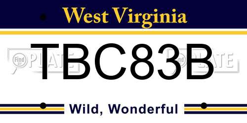 TBC83B West Virginia License Plate