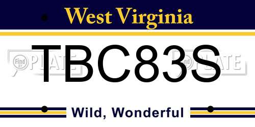 TBC83S West Virginia License Plate