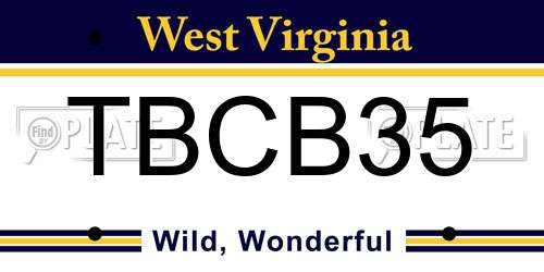 TBCB35 West Virginia License Plate