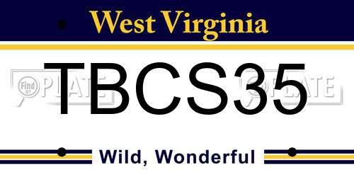 TBCS35 West Virginia License Plate