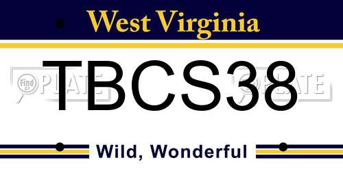 TBCS38 West Virginia License Plate