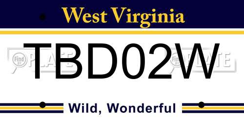 TBD02W West Virginia License Plate