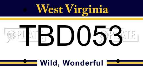 TBD053 West Virginia License Plate