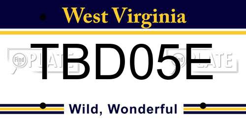 TBD05E West Virginia License Plate