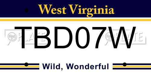 TBD07W West Virginia License Plate