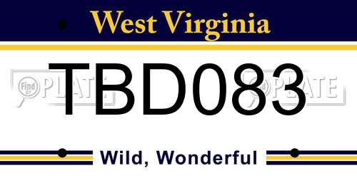 TBD083 West Virginia License Plate