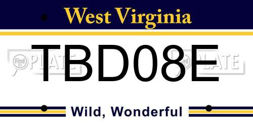 TBD08E West Virginia License Plate