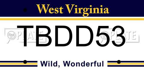 TBDD53 West Virginia License Plate