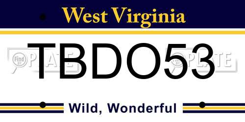 TBDO53 West Virginia License Plate