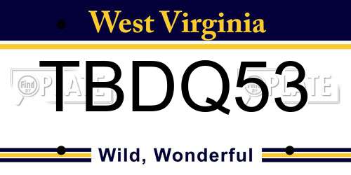 TBDQ53 West Virginia License Plate