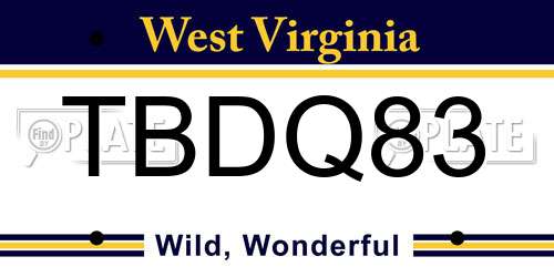 TBDQ83 West Virginia License Plate