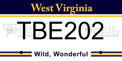 TBE202 West Virginia License Plate