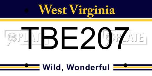 TBE207 West Virginia License Plate