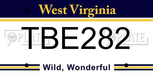 TBE282 West Virginia License Plate
