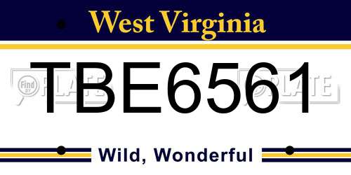 TBE6561 West Virginia License Plate