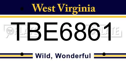 TBE6861 West Virginia License Plate