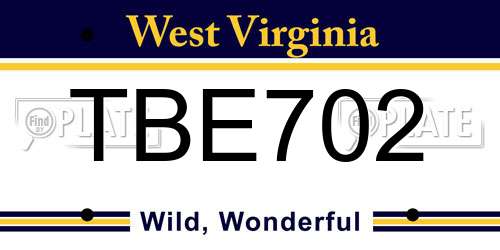 TBE702 West Virginia License Plate