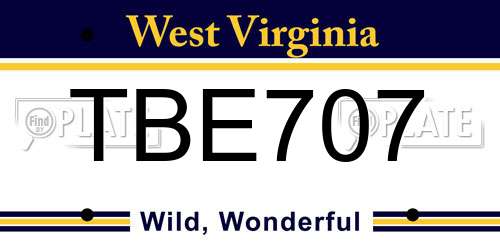 TBE707 West Virginia License Plate