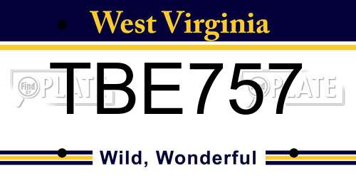 TBE757 West Virginia License Plate
