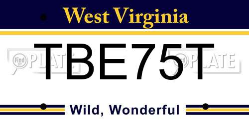 TBE75T West Virginia License Plate