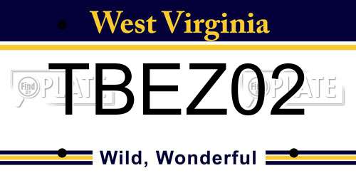 TBEZ02 West Virginia License Plate
