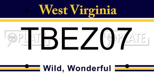 TBEZ07 West Virginia License Plate