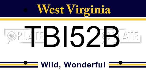 TBI52B West Virginia License Plate