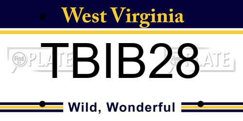 TBIB28 West Virginia License Plate
