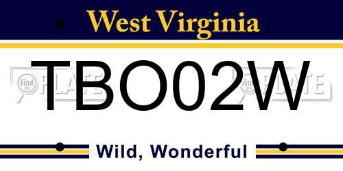 TBO02W West Virginia License Plate