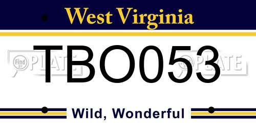 TBO053 West Virginia License Plate