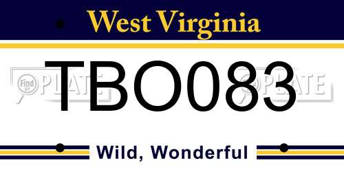 TBO083 West Virginia License Plate
