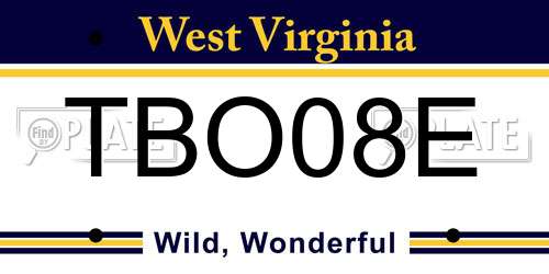 TBO08E West Virginia License Plate