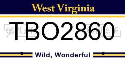 TBO2860 West Virginia License Plate