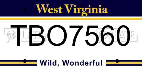 TBO7560 West Virginia License Plate